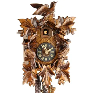 Eble Kuckucksuhr Original Schwarzwälder Kuckuckuhr Echtholz mechanisches 1-Tag Laufwerk NEU VDs Zertifikat Dreivogel 35cm- 32-06-12-10