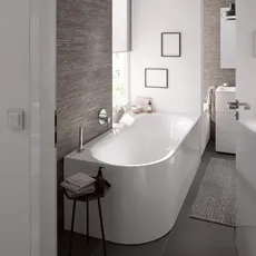 Bild von Lux Oval IV Silhouette Eck-Badewanne, mit Schürze,