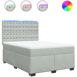 vidaXL Boxspringbett mit Matratze Hellgrau 140x200 cm Samt - Grau