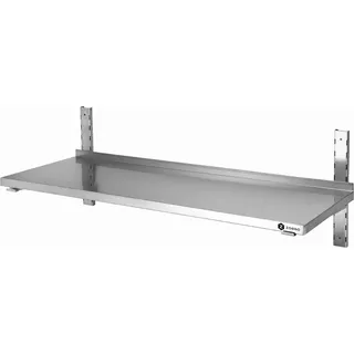 ZORRO Wandbord ZWB 140/30 | Edelstahl Wandregal | 1400x300x350 mm | 1 Boden – Gastro Wandmontage - Silber