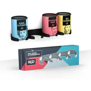 NewGround Designs Gewürzregal für Just Spices - zum Kleben oder Schrauben - für 4 Gewürzdosen - hängend - für Schranktür oder Wand - Schweberegal