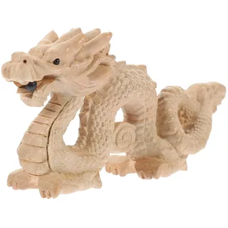 Ciieeo Handgeschnitzte Drachenstatue Aus Holz 3.94X2.17X0.98In Chinesische Deko Figur Für Schreibtisch Wohnzimmer Büro Symbol Für Wohlstand Und Glück