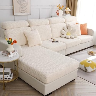 TOPCHANCES Sofa Sitzkissenbezüge - Universal Stretch Sofa Schonbezüge Couch Sitzbezug L-Form, Weich Sofasitzbezug Couch Chaiselüberzüge, Sofa Kissenschutz Bezüge (Beiger Weizen)