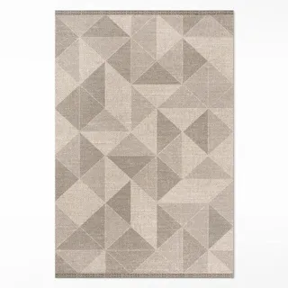Wallfluent Teppich 60x90 cm Dreiecke und Quadrate Stoffimitation , Walnussfarben , Kunststoff , 60x90 cm , Teppiche und Böden, Teppiche