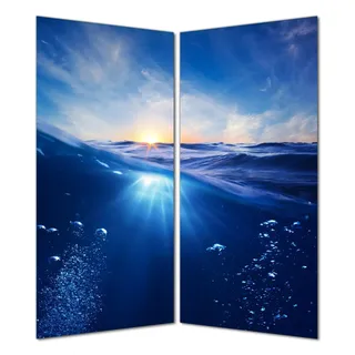 Wallario selbstklebende Duschrückwand 160 x 180 cm mit Motiv Wellen im Meer bei Sonnenuntergang - Wandverkleidung mit Hochglanzlaminat in Glasoptik
