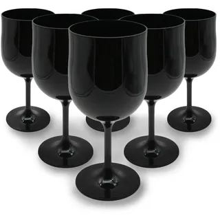 DOJA Barcelona | Schwarzes Polycarbonat-Weinglas | 300ml | 6er Pack | Weingläser | 170,3x78x3mm | Polycarbonat-Kunststoffbecher | Wiederverwendbare Hartplastik Becher | für Wein, Cidre...