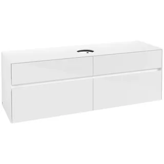 Villeroy & Boch Collaro Waschbeckenunterschrank, 4 Auszüge, wandhängend, Waschbecken mittig, 1600x548x500mm, C04900DH, Farbe: Front/Korpus: Glossy White, Griff: White Matt