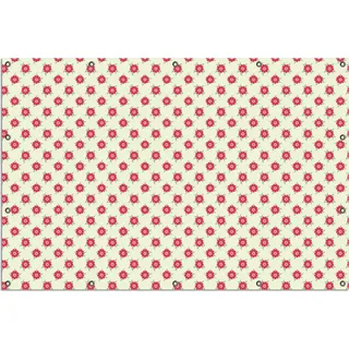 Wallario Outdoor-Poster für Garten oder Balkon, Motiv Muster mit Blüten und Blättern, in ca. 120 x 180 cm - Weiß