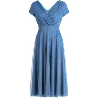 Vera Mont Damen Cocktailkleid im Glitzer-Look 42, Silver/Light Blue