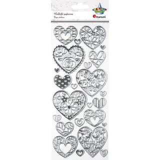 Papieraufkleber silberne Herzen 24 Stück Titanum