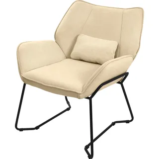 ML-Design Loungesessel Relaxsessel Sand mit Leinenbezug und schwarzen Metallbeine, Wohnzimmerstuhl mit Armlehne und Rückenlehne - Creme