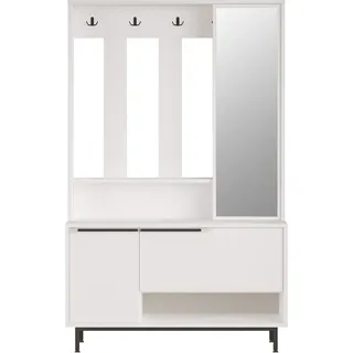 Eingangsgarderobe Rebecca Mobili Mikan 178x112x33,5 Spanplatte Glas Weiß Dunkelgrau Modern - Weiß