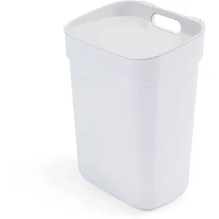 Curver Ready to Collect 100% recycelter 10-Liter-Küchenzubehör-Recycling-Mülleimer mit Hebedeckel, weiß mit hellgrauem Deckel