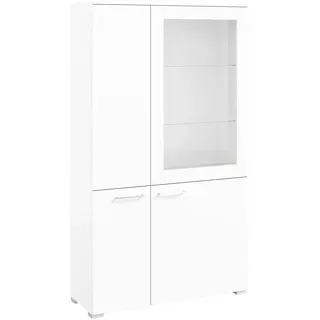 Cantus Vitrine , Weiß , Metall , 8 Fächer , 100x143.3x41.9 cm , Made in Germany , stehend, in verschiedenen Holzdekoren erhältlich , Esszimmer, Vitrinen, Vitrinenschränke