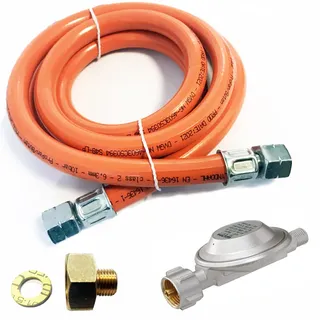 Camping Gasschlauch Druckminderer + Übergang 1/2"R x 1/4"lks + Verbindungswinkel 90° new