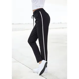 Jogger Pants LASCANA, Damen, Gr. 32, N-Gr, schwarz, Sweatware, Obermaterial: 70% Viskose, 25% Polyamid, 5% Elasthan, unifarben, Basic, Basic knöchelfrei, Hosen Jogger Pants, mit sportlichen Seitenstreifen, Loungewear