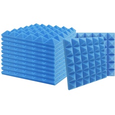 SK Studio 12 Stück Akustikschaumstoff Noppenschaumstoff Akustik Schaumstoff Schall Dämmung Dämmung für Tonstudio Schallabsorbierende Dämpfungswand Schaumpyramide 30x30x2.5cm, Blau