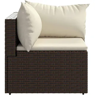 vidaXL Garten-Ecksofa mit Kissen Braun Poly Rattan - Braun