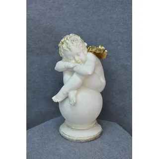 Figur Skulptur Ein großer, schläfriger Engel 61cm  Weiß Design Accessoire PG0631