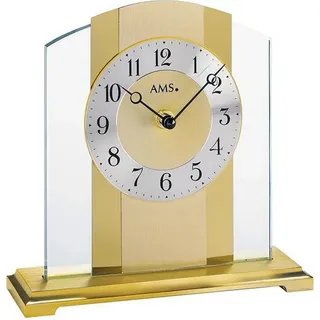 AMS 1119 Tischuhr Quarz golden Metall mit Messing und Glas - Gold