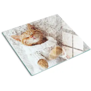 Tulup Glasplatte 60x52 cm Kätzchenpullover , Glas , 60x52 cm , Küchenzubehör, Schneidebretter