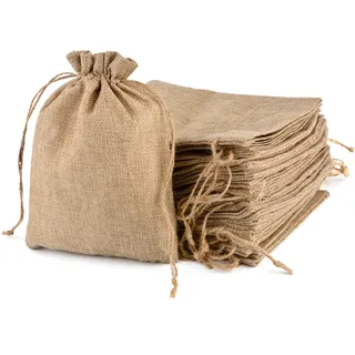CLTPY 25 Stück Jutesäckchen mit Kordelzug, Jute Beutel 15 x 20 cm Baumwollsäckchen Stoffbeutel für Adventskalender Geschenksäckchen für Hochzeit Mitbringsel Weihnachten