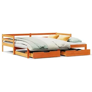 vidaXL Tagesbett Ausziehbar mit Schubladen 90x190 cm Massivholz Kiefer - Braun