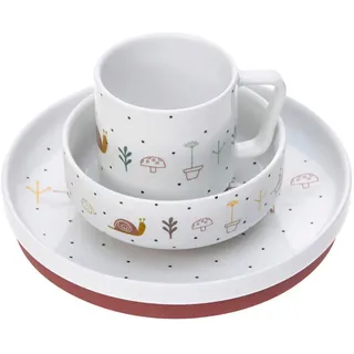 Lässig Kindergeschirrset Teller Schüssel Tasse mit Silikonring rutschfest Kindergeschirr/ Garden Explorer girls