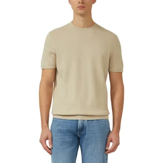 T-Shirt S.OLIVER, Herren, Gr. 3XL, bone beige, Strick, Obermaterial: 100% Baumwolle, unifarben, regular fit normal, Rundhals, Shirts T-Shirt, mit Leinen Anteil