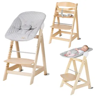 roba Treppenhochstuhl 2-in-1 Set Style natur/style grau inkl. Neugeborenen-Aufsatz