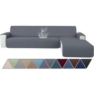 Ystyle Couch Überzug L Form 3 Sitzer wasserdichte, Sofa Cover L Shape Reversibel Universal, Sofabezug Ecksofa L Form Waschbar, Couchbezug L Form Kratzfester Für Katze Hund, Dunkelgrau