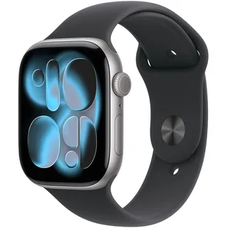 Apple Watch Series 11 GPS 46 mm Aluminiumgehäuse schwarz Sportarmband schwarz M/L