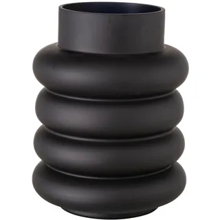 Vase Ribbo aus Glas, schwarz, matt, 20 cm, skandinavisches Design | Handgearbeitete Glasvase in Schwarz mit matter, lackierter Oberfläche – schlichtes Design für moderne Wohnbereiche.