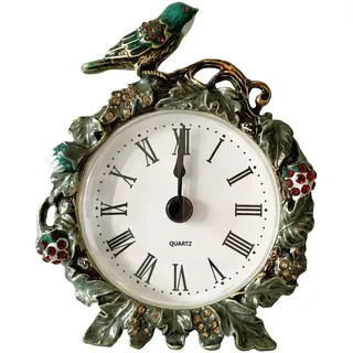 Pewery Dekorative Mini-Tischuhr, Vintage-Metall, lautlos, analog, Quarz, batteriebetrieben, Tischuhr für Wohnzimmer, Dekor, Regal