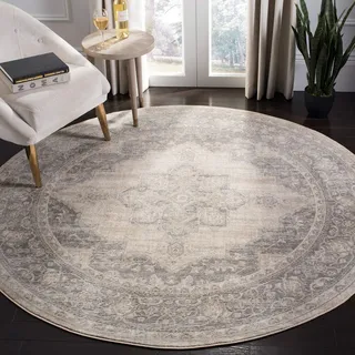 SAFAVIEH Traditionell Teppich für Wohnzimmer, Esszimmer, Schlafzimmer - Brentwood Collection, Kurzer Flor, Creme und Grau, 160 x 160 cm