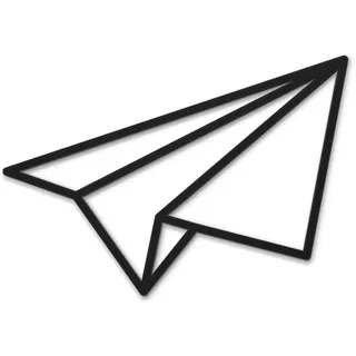 Beautiwall Origami Flugzeug Moderne Wanddeko Metall Schwarz - Beschichtete Wandschmuck Metallbilder - Wohnzimmer Badezimmer Schlafzimmer Wand Deko Metalldekoration - Inklusive Klebestreifen