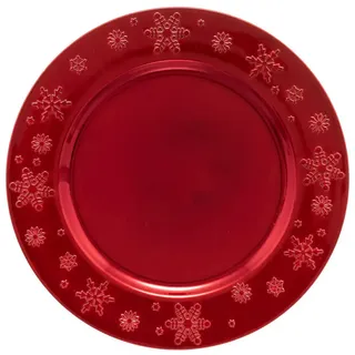 Atmosphera Createur d ́interieur Unterteller Weihnachten Ø 33 cm , Rot , Kunststoff , Geschirr, Teller, Platzteller