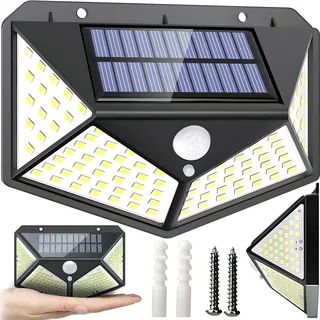 Solarlampen für Außen Bewegungsmelder 100 LED IP65 Solarleuchte Solarlampe 2400mAh Wasserdichte Wandleuchte Garten Gartenleuchten Aussenleuchte Retoo