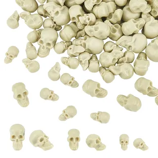 arricraft 140 Stück Halloween Mini-Schädelköpfe Aus Kunststoff In 3 Größen, Skelett-Figuren, Miniatur-Schädel, Vasenfüller, Totenkopf-Tischdekoration, Menschlicher Kopf, Knochen, Dekoration