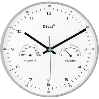 MEBUS Moderne Funk-Wanduhr 30 cm 52842 grau