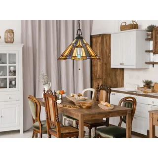 Ausgefallene Pendelleuchte aus Glas bunt im Tiffany Stil 3-flammig, Ø43cm