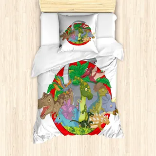 ABAKUHAUS Jurassic Mantele, Tropische Pflanzen Blätter, Milbensicher Allergiker geeignet mit Kissenbezügen, 135 cm x 200 cm - 80 x 80 cm, Mehrfarbig