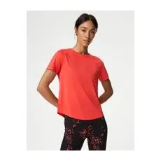 Womens Goodmove T-shirt coupe ajustée à décolleté rond et motif texturé - Flame, Flame - 22