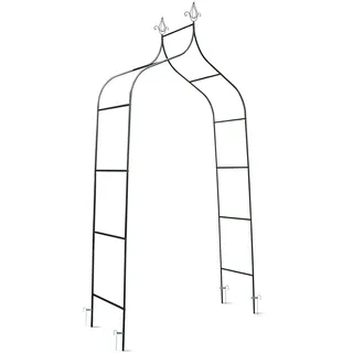 Plonos Rosenbogen Rankhilfe 265 cm Kletterpflanzen Rosenspalier 4 Erdanker Stahl Pulverbeschichtet Witterungsbeständig UV Beständig Dunkelgrün