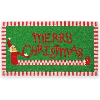Fisura – Fußmatte “Merry Christmas” aus Kokosnuss mit Rutschfester PVC-Basis. Rote und grüne Weihnachtsmatte mit Spruch. Originales 70 x 40 cm.