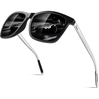 CGID Sonnenbrille Herren Polarisiert Damen Ultraleichte Al-Mg Metallrahmen Rechteckig Vintage UV400 Schutz Rechteckig Eckig mit Federscharnier