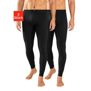 Lange Unterhose H.I.S, Herren, Gr. S, 2 Stk., schwarz, Jersey, Obermaterial: 95% Baumwolle, 5% Elasthan, unifarben, körpernah, Unterhosen Lange Unterhose, mit Bündchen am Bein