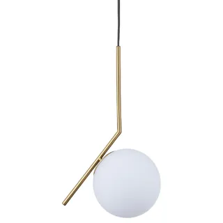 BARCELONA LED Pendelleuchte Kugel aus Glas Gold E27, Metall Aluminium Leuchtenkörper mit opalem Glasschirm, nordischer moderner industrieller und klassischer für Wohnzimmer Esszimmer Schlafzimmer