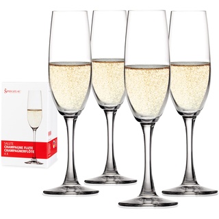 Spiegelau 4-teiliges Champagnerflöten-Set, Sektgläser, Kristallglas, 210 ml, Salute,