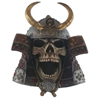Nemesis Now Wandschild Kabuto Totenkopf, Kunstharz, 26,6 cm, elfenbeinfarben